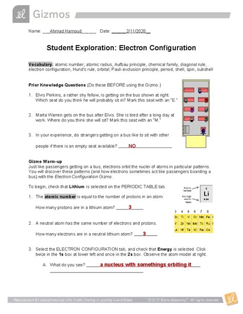 answers to electron configuration gizmo PDF