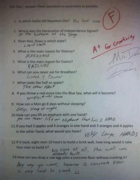 answers to exam questions funny Epub