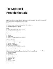 answers to first aid hltaid003 pdf Epub
