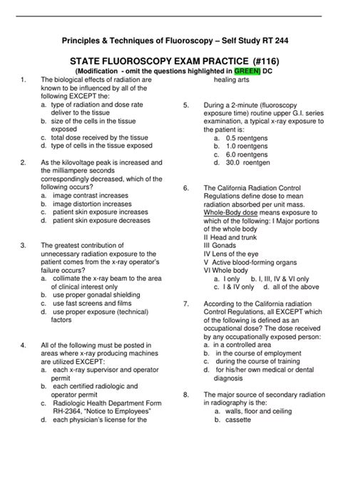 answers to fluoro exam practice test 116 Kindle Editon