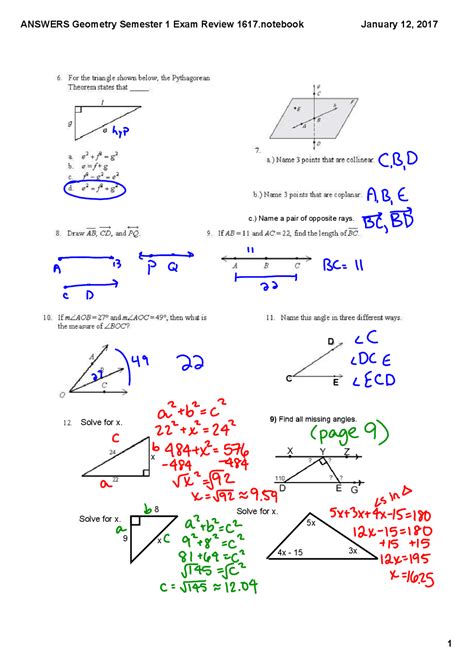 answers to geometry semester 1 edoptions PDF