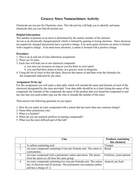 answers to grocery store nomenclature PDF