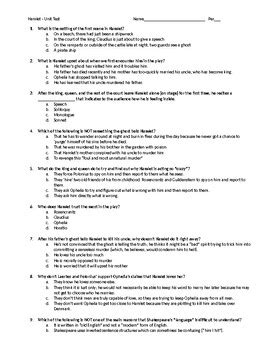 answers to hamlet unit test Reader