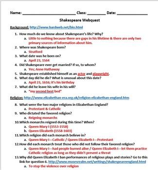 answers to history standard webquest Epub