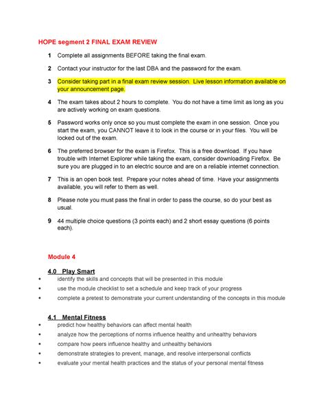 answers to hope segment 2 final exam Doc