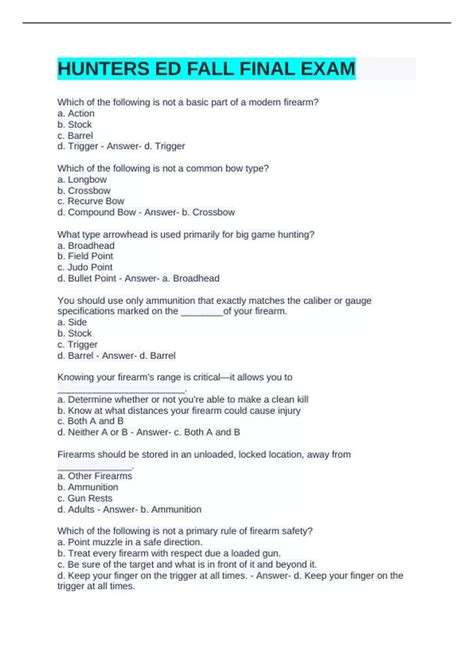 answers to hunter education exam alberta Doc