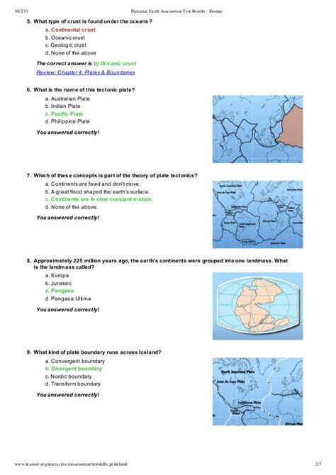 answers to interactives dynamic earth test PDF