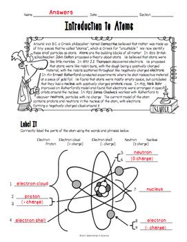 answers to introduction to atoms worksheet Kindle Editon