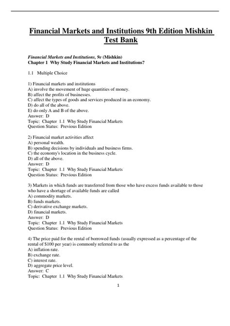 answers to mishkin 9th edition Epub