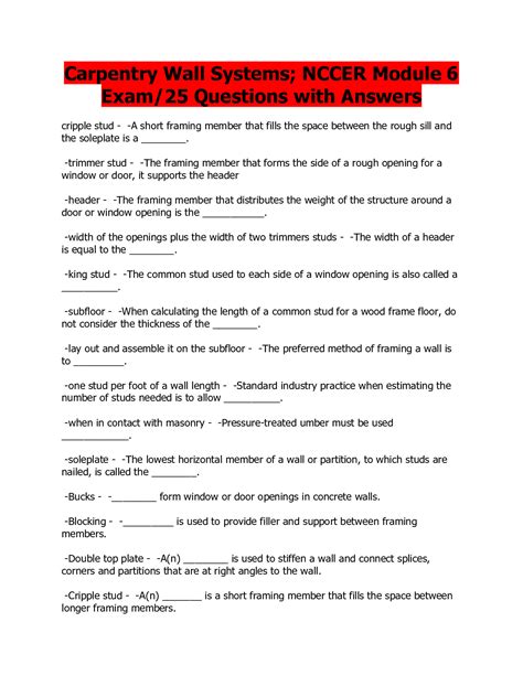 answers to nccer carpentry forms test Doc