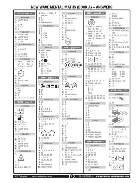 answers to new wave mental maths Reader