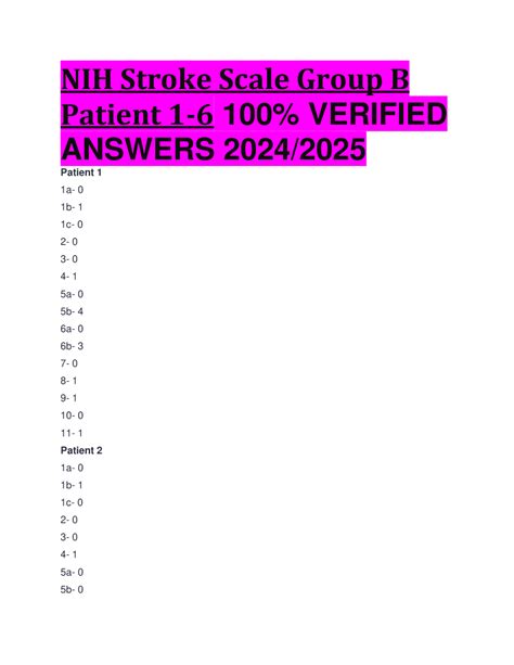 answers to nih stroke scale test b Epub