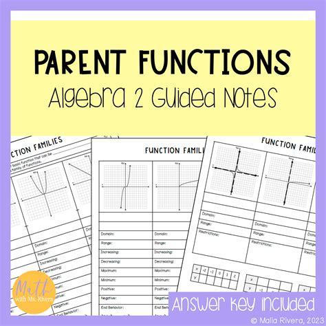 answers to parent function packet algebra 2 Kindle Editon