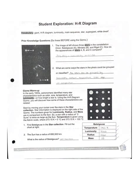 answers to student exploration hr diagram gizmo Epub