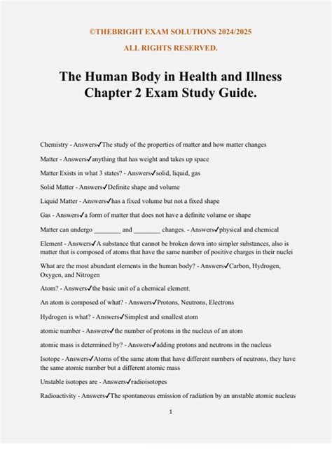 answers to study guide the human body in health illness 4th PDF