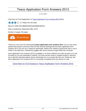 answers to tesco application form 2013 Kindle Editon