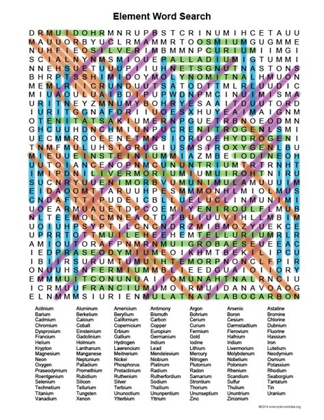 answers to the element word search Doc