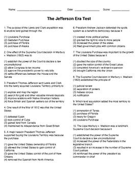 answers to the jefferson era test Epub