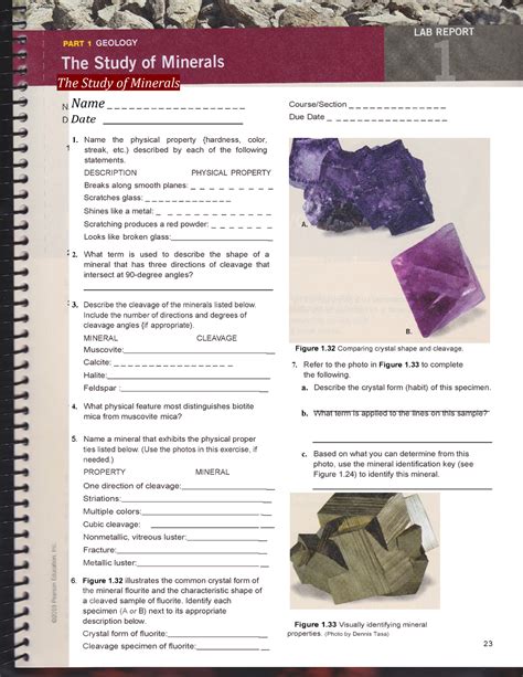 answers to the study of minerals pearson Kindle Editon