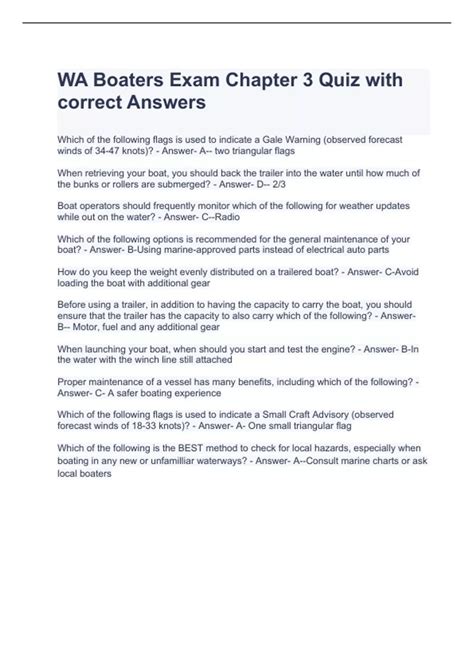 answers to the washington state boaters exam Doc