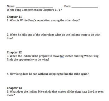 answers to the white fang questions Doc