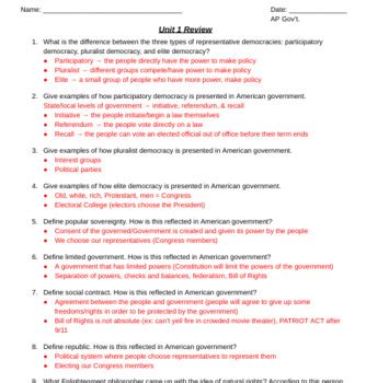 answers to unit 3 creating a government Reader