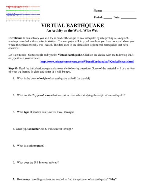 answers to virtual earthquake lab PDF