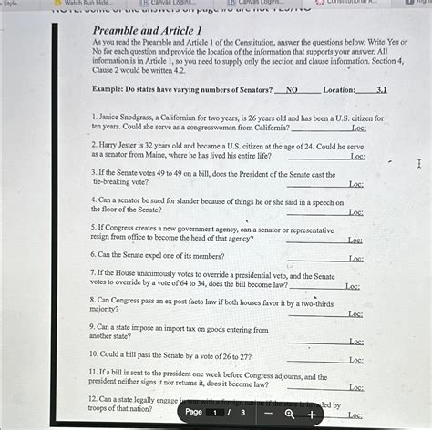 answers to vocabulary preamble article 1 Reader