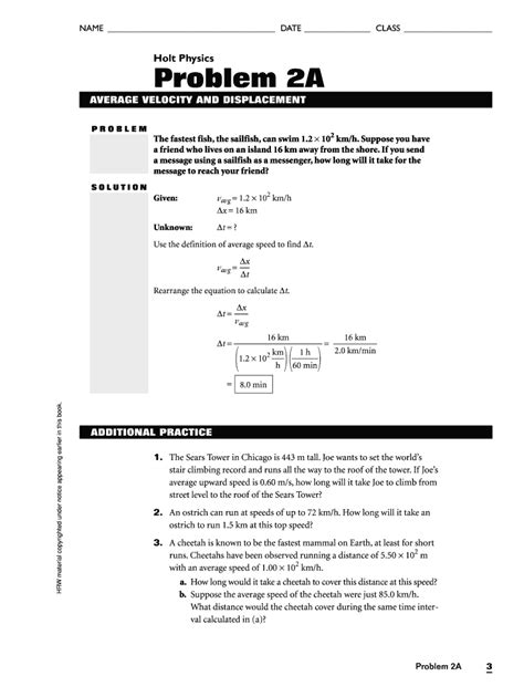 answers work for physics holt PDF
