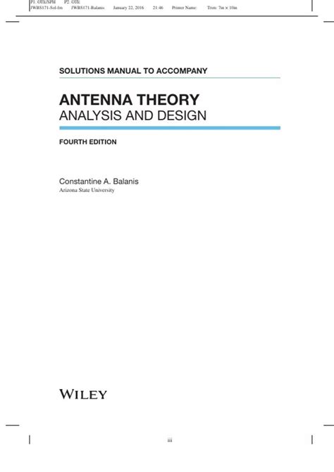 antenna theory balanis 3rd edition solution manual pdf PDF