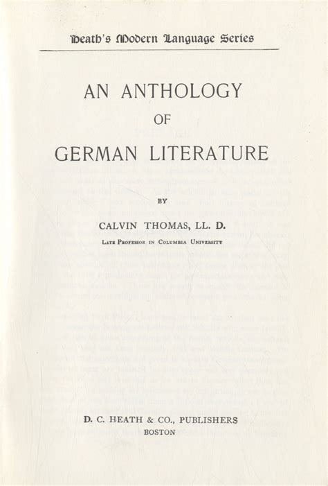 anthology german literature calvin thomas Epub