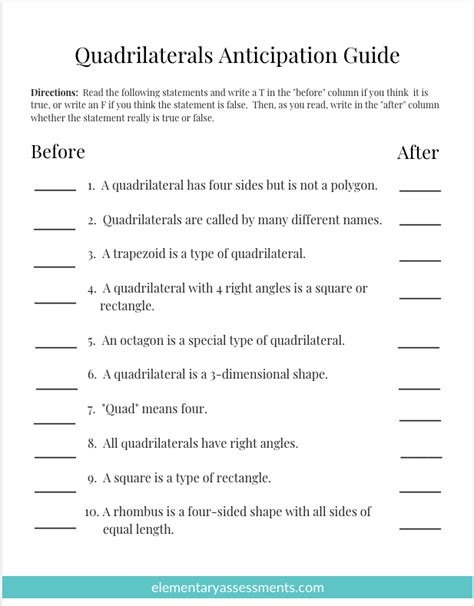 anticipation guide examples math Reader