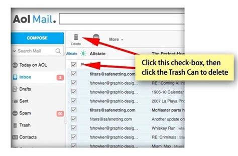 aol mail how to delete multiple emails Reader