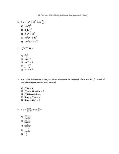 ap calculus ab multiple choice test