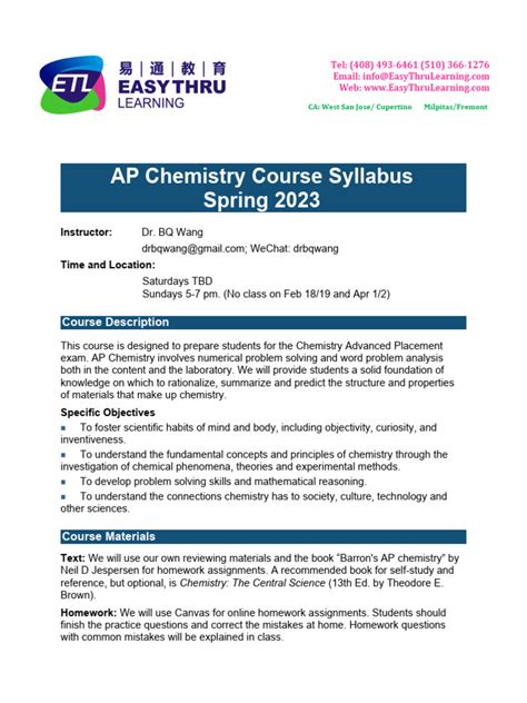 ap chem syllabus