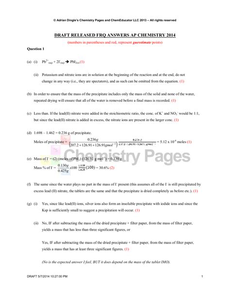 ap chemistry 2014 answers Epub