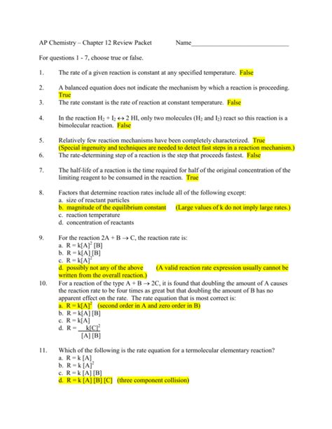 ap chemistry chapter 12 test Reader