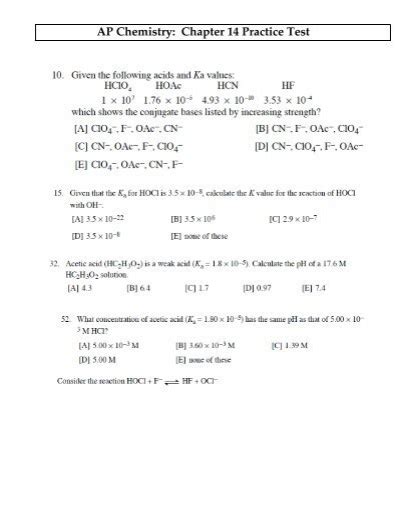 ap chemistry chapter 14 practice test Kindle Editon