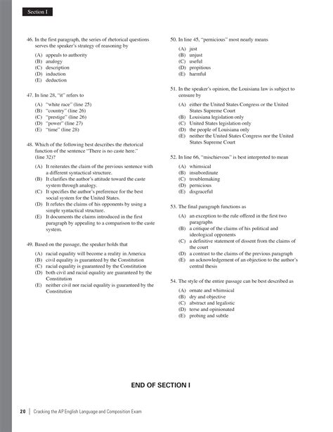 ap english language and composition multiple choice practice test with answers Epub