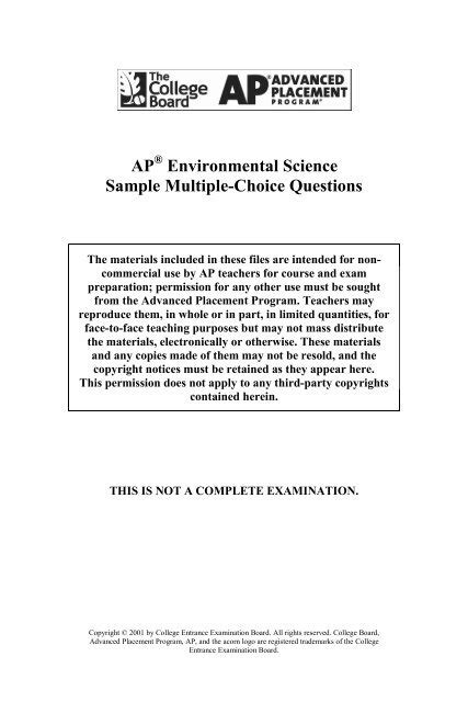 ap environmental science practice test multiple choice answers Reader