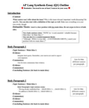 ap lang synthesis essay outline