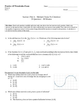 ap precalculus practice exam