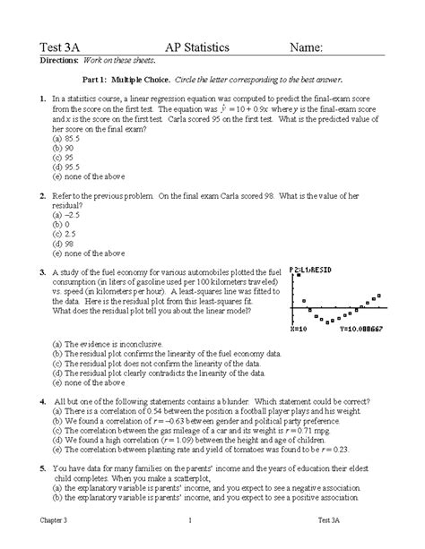 ap statistics 3a test answers Doc