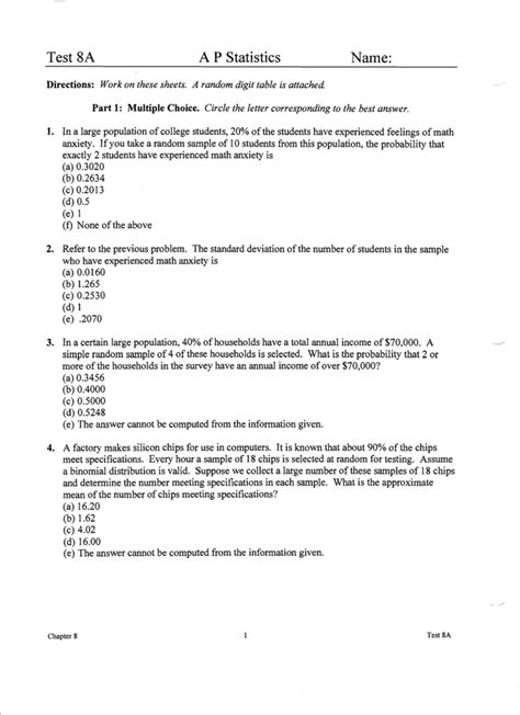 ap statistics test b probability part iv answers Doc