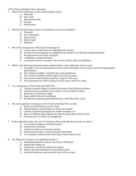 ap us history multiple choice questions and answers Doc