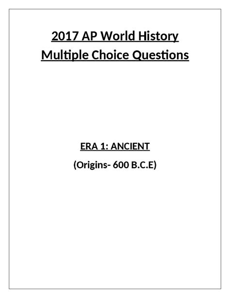 ap world history multiple choice questions and answers PDF