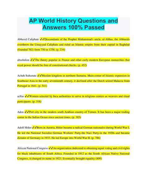 ap world history questions and answers Reader