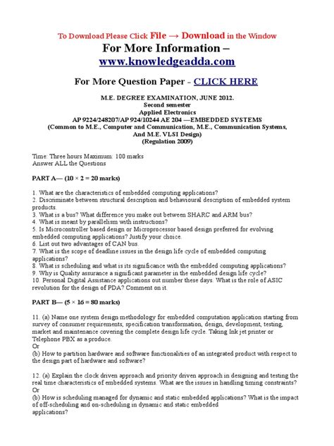 ap9224 embedded systems question paper Reader