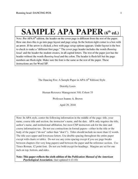 apa 6th edition sample paper 2012 Kindle Editon