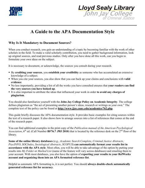 apa documentation style examples Doc